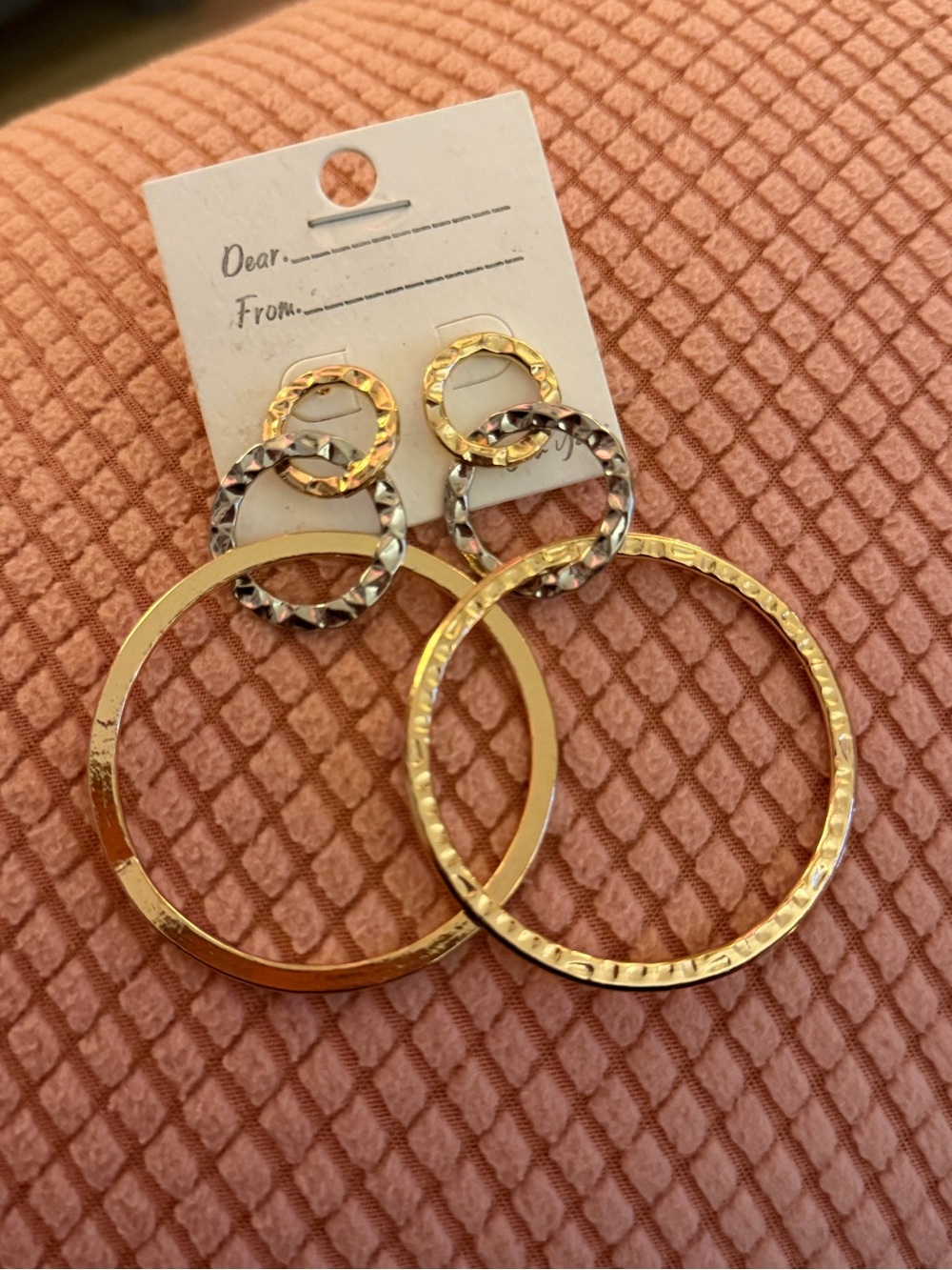 Urban Outfitters Gold and Silver Mixed-Metal Hoop Drop Earrings